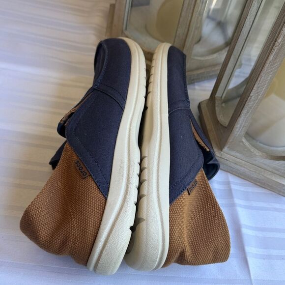 CROCS Santa Cruz Mens Blue Brown Canvas Convertible Slip On Loafer Shoe- Size 14 main image 8